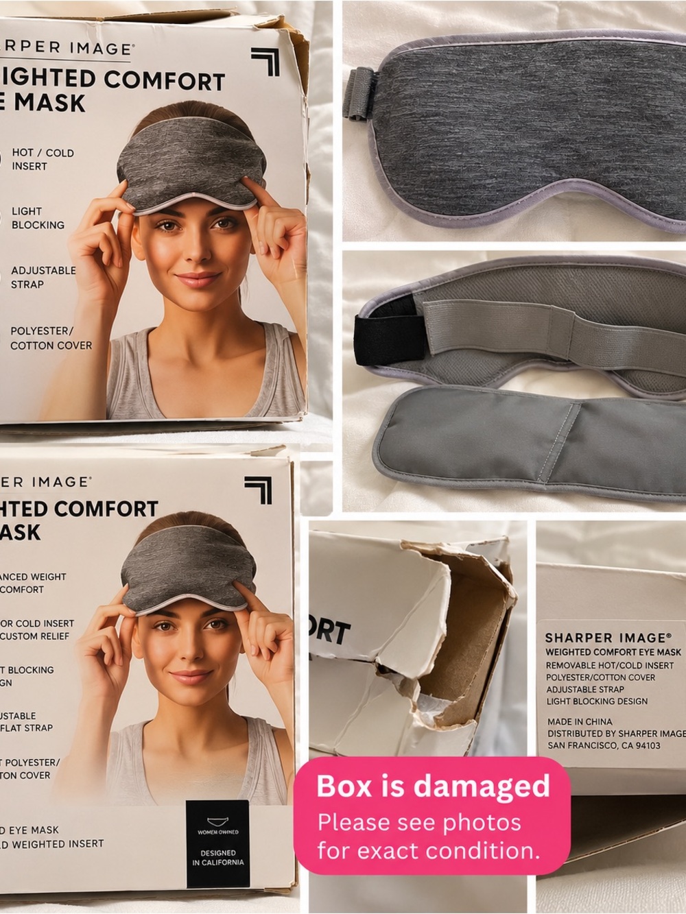 NEW Sharper Image Weighted Comfort Eye Mask Hot/Cold Insert – Damaged Box